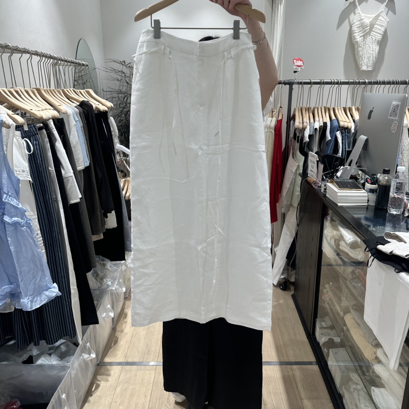 DDAY韓國東大門代購女裝新款推薦休閑熱賣長裙含腰繩亞麻布DDAY長裙圖色1