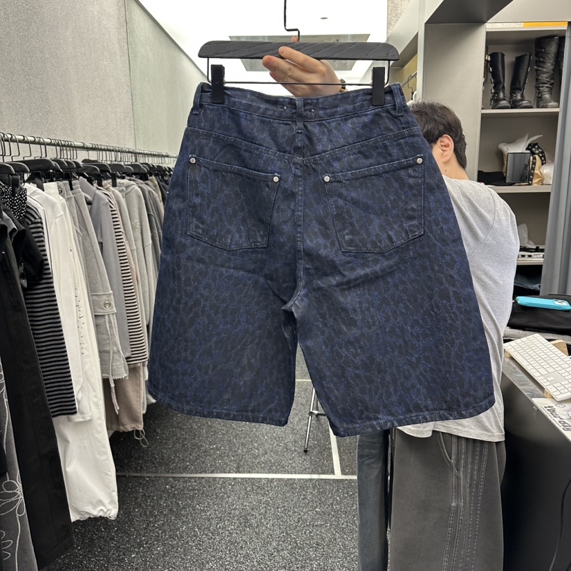 NUEUN韓國東大門直郵女士新品熱賣時尚職業休閑短褲水洗豹紋NUEUN/SEEOT短褲