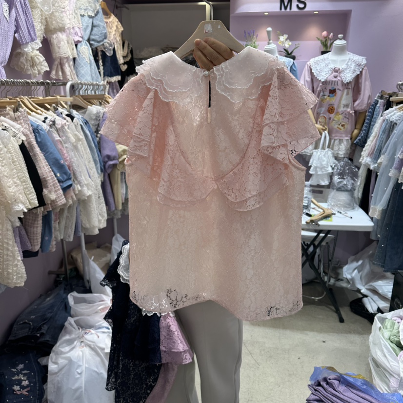 MS韓國直郵女士新品時尚推薦26夏季職業熱賣26春夏襯衫蕾絲衫MS襯衫/蕾絲衫