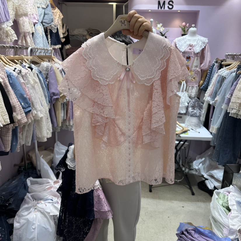MS韓國直郵女士新品時尚推薦26夏季職業熱賣26春夏襯衫蕾絲衫MS襯衫/蕾絲衫圖色1