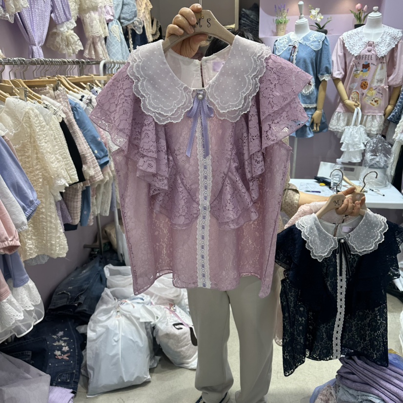 MS韓國直郵女士新品時尚推薦26夏季職業熱賣26春夏襯衫蕾絲衫MS襯衫/蕾絲衫圖色2