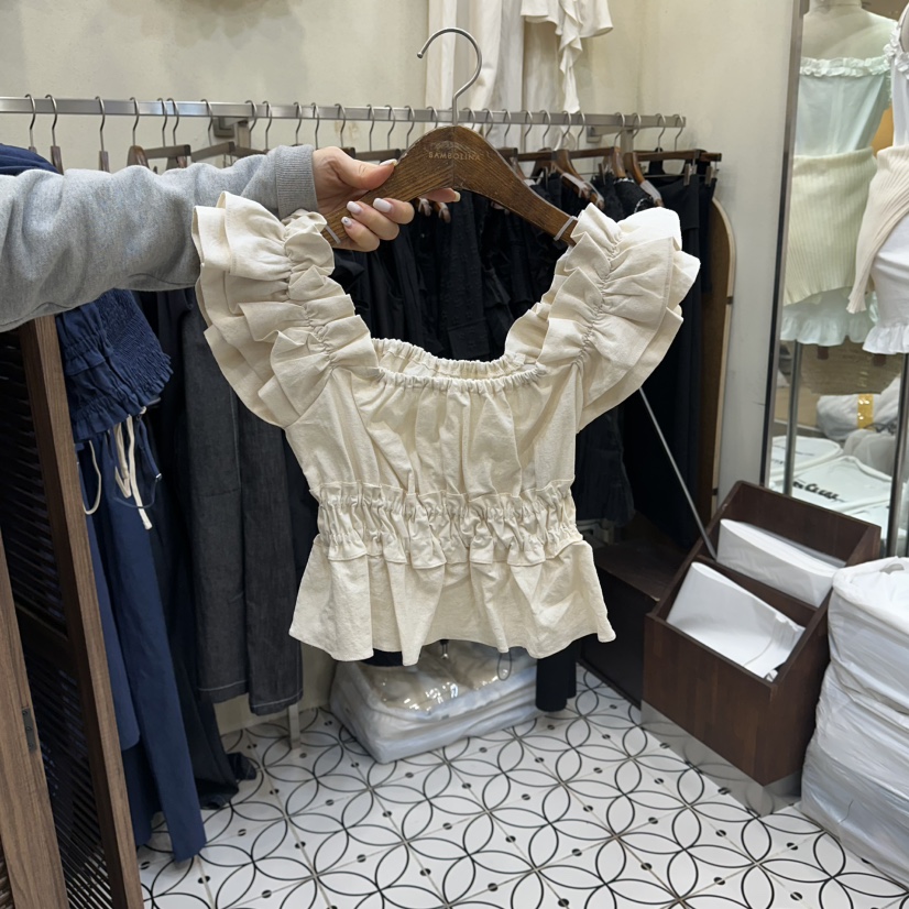 BAMBOLINA韓國代購女裝新品休閑人氣26春夏職業襯衫蕾絲衫BAMBOLINA襯衫/蕾絲衫圖色1