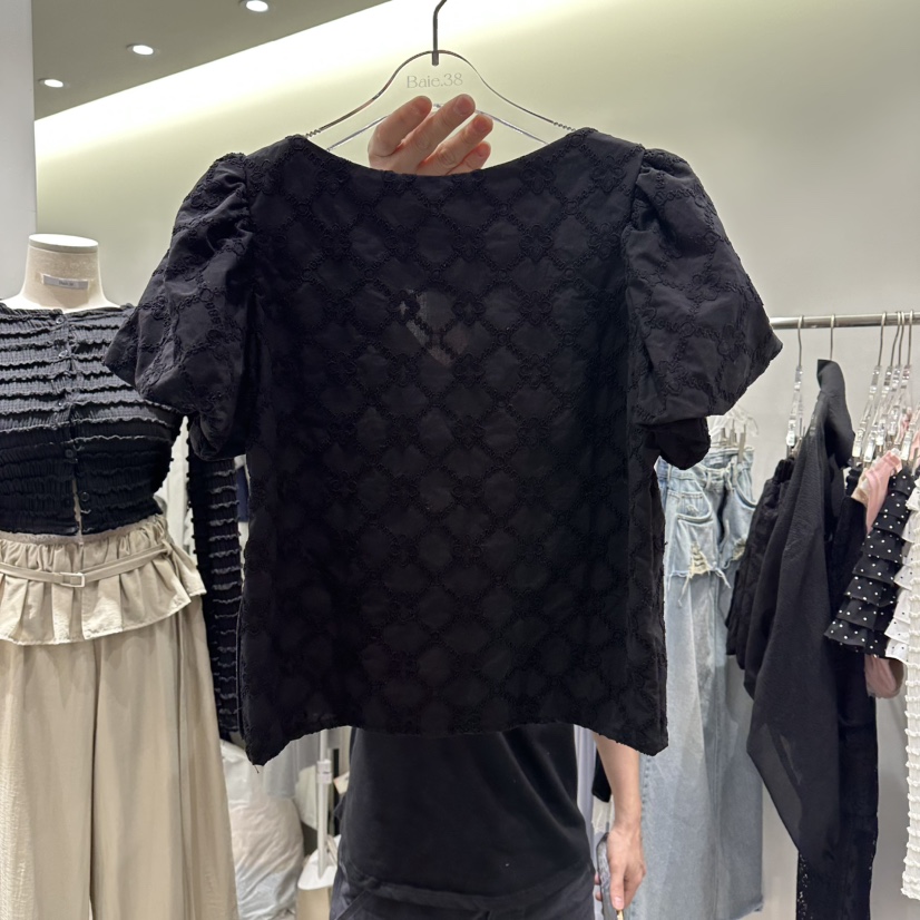 BAIE.38韓國東大門代購女裝新款26春夏時尚襯衫蕾絲衫提花BAIE.38襯衫/蕾絲衫
