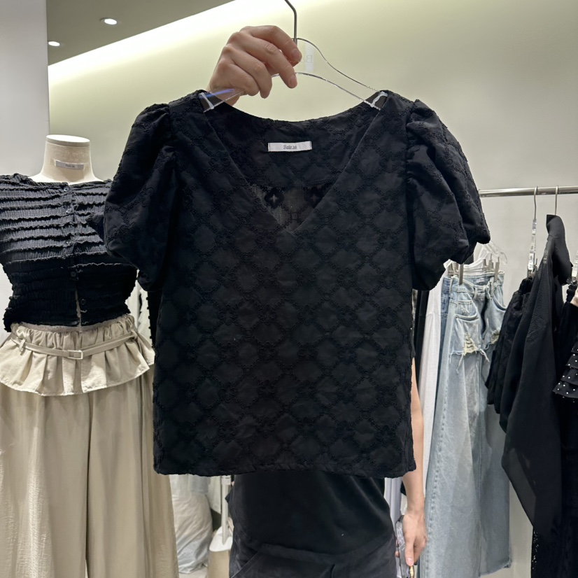 BAIE.38韓國東大門代購女裝新款26春夏時尚襯衫蕾絲衫提花BAIE.38襯衫/蕾絲衫圖色2