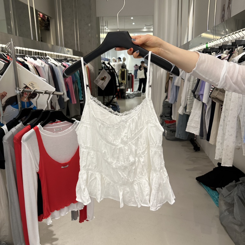 ARTE STUDIO/ATTENTION EDITORIAL韓國東大門直郵女士新品休閑吊帶背心多層褶皺ARTE Studio吊帶/背心