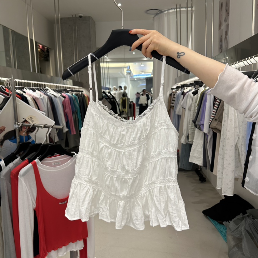 ARTE STUDIO/ATTENTION EDITORIAL韓國東大門直郵女士新品休閑吊帶背心多層褶皺ARTE Studio吊帶/背心圖色1