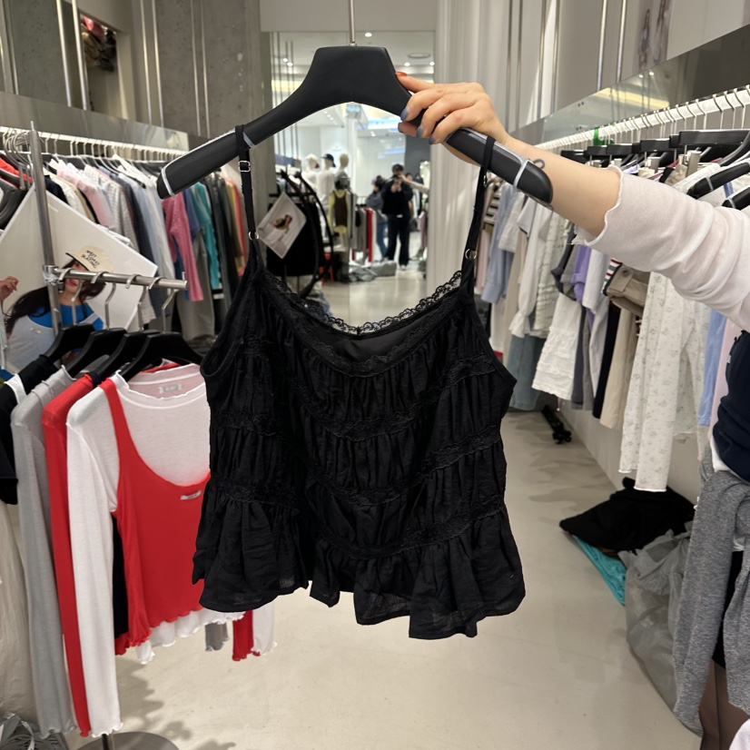 ARTE STUDIO/ATTENTION EDITORIAL韓國東大門直郵女士新品休閑吊帶背心多層褶皺ARTE Studio吊帶/背心圖色2