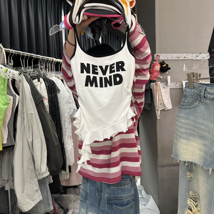 MOMAZU韓國直郵女士新品26夏季休閑人氣吊帶背心荷葉邊撞色MOMAZU吊帶/背心圖色3