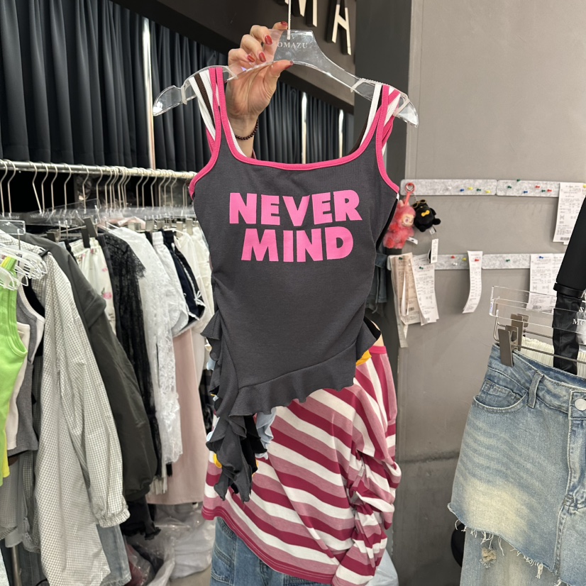 MOMAZU韓國直郵女士新品26夏季休閑人氣吊帶背心荷葉邊撞色MOMAZU吊帶/背心圖色4