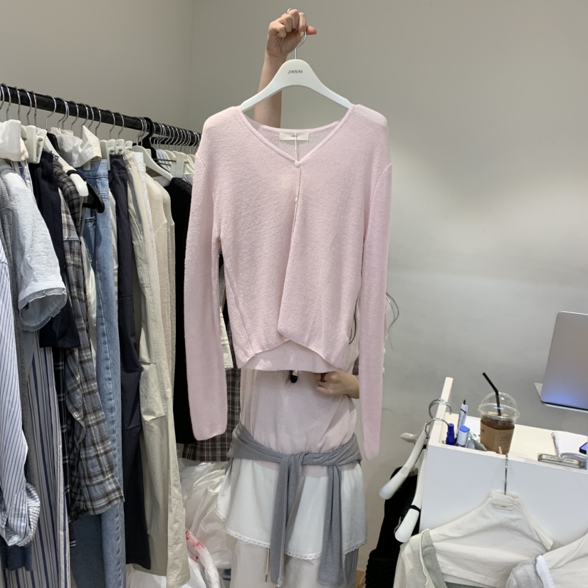 JINSIM韓國代購女士新品職業熱賣休閑26夏季針織衫羊毛衫開襟JINSIM針織衫圖色3
