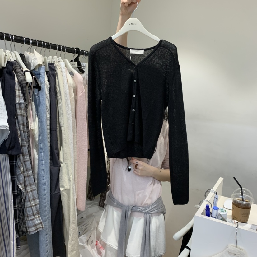 JINSIM韓國代購女士新品職業熱賣休閑26夏季針織衫羊毛衫開襟JINSIM針織衫圖色4