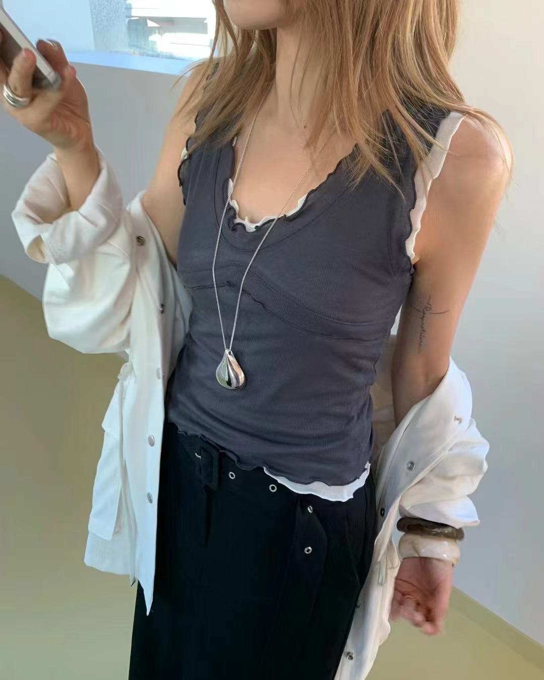 ONDA韓國代購女士新款26春夏休閑職業推薦吊帶背心不含內搭ONDA吊帶/背心