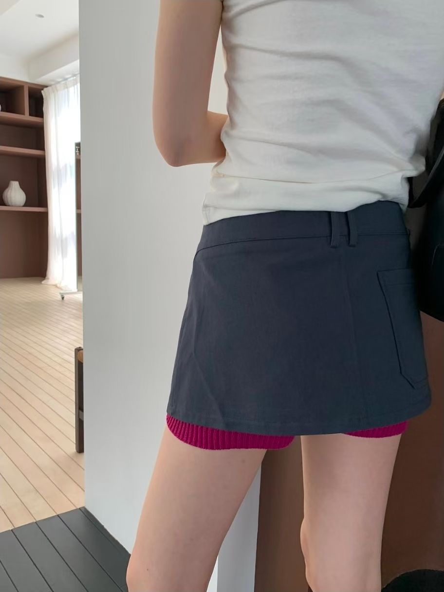 WEARRAW/WELL ROW東大門實拍女士新款熱賣短裙口袋多層WEARRAW/WELL ROW短裙