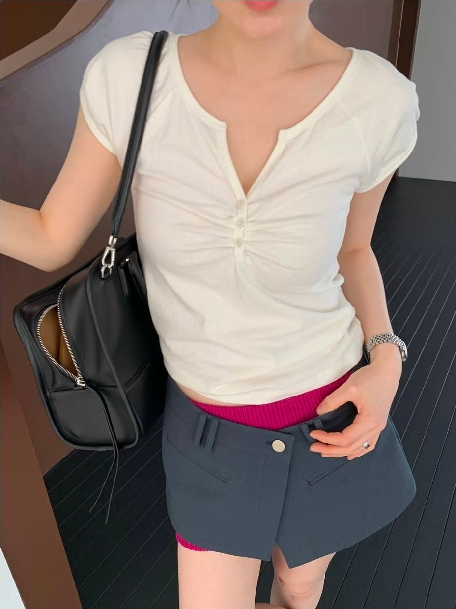 WEARRAW/WELL ROW東大門實拍女士新款熱賣短裙口袋多層WEARRAW/WELL ROW短裙