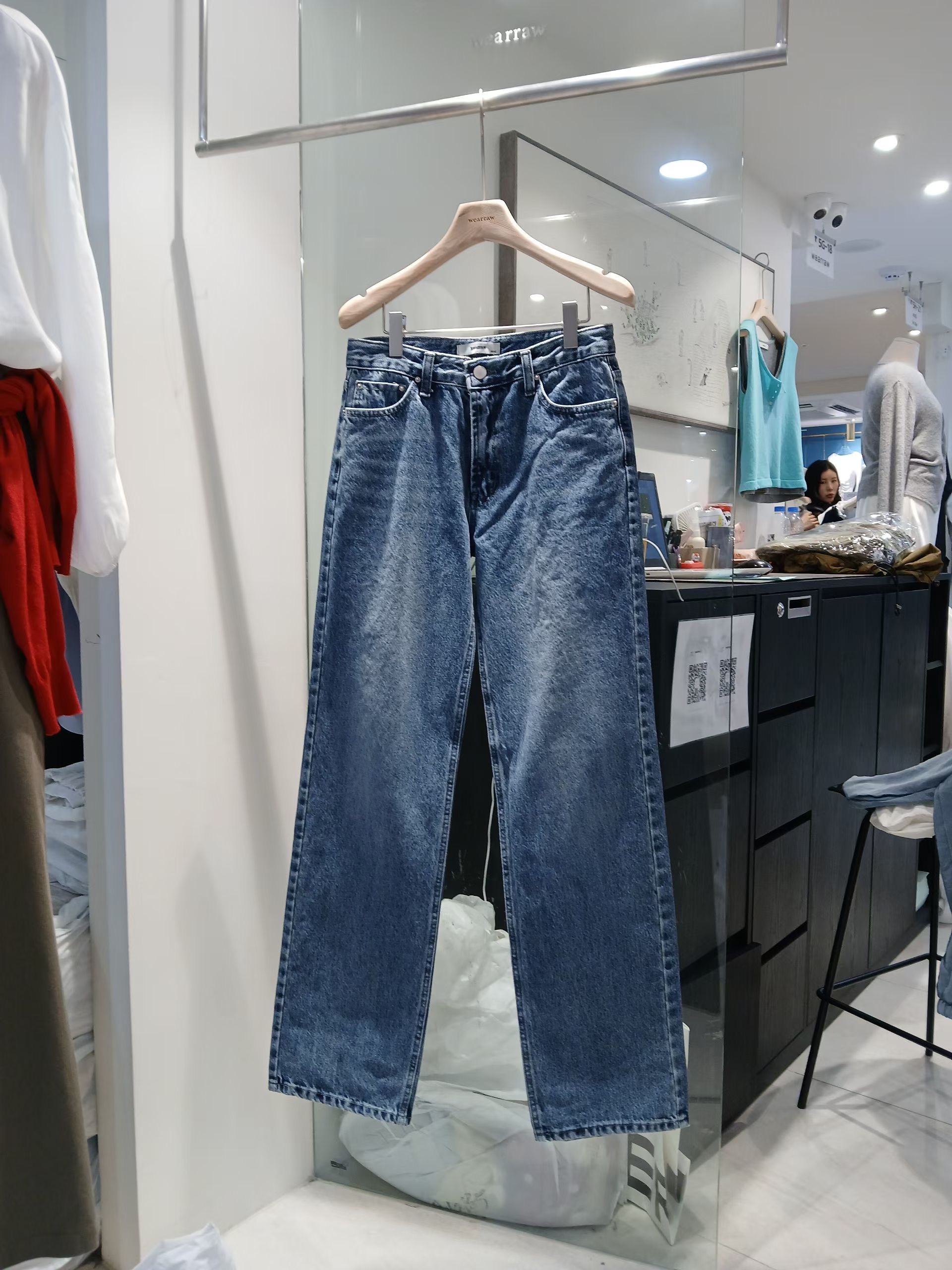 WEARRAW/WELL ROW韓國直郵女裝新品熱賣牛仔褲直筒牛仔WEARRAW/WELL ROW牛仔褲圖色1