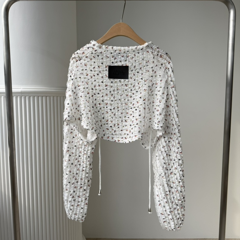 PALETTE-Q韓國東大門直郵女裝新品人氣襯衫蕾絲衫花朵短款開衫PALETTE-Q襯衫/蕾絲衫