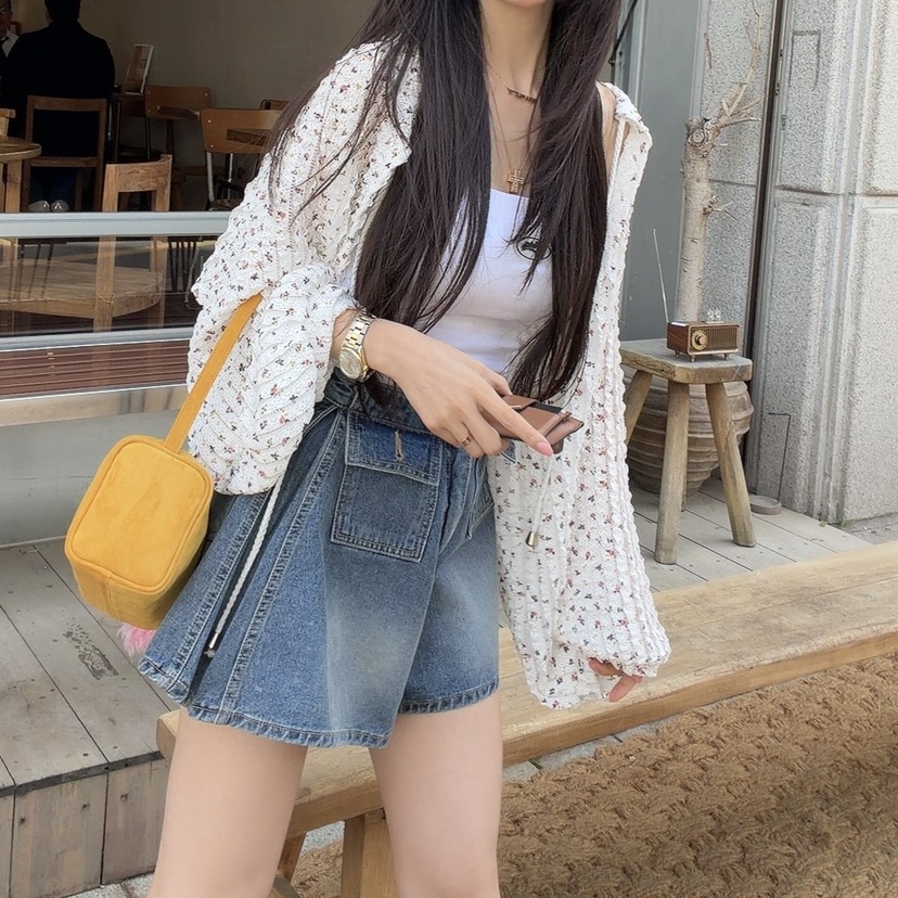 PALETTE-Q韓國東大門直郵女裝新品人氣襯衫蕾絲衫花朵短款開衫PALETTE-Q襯衫/蕾絲衫