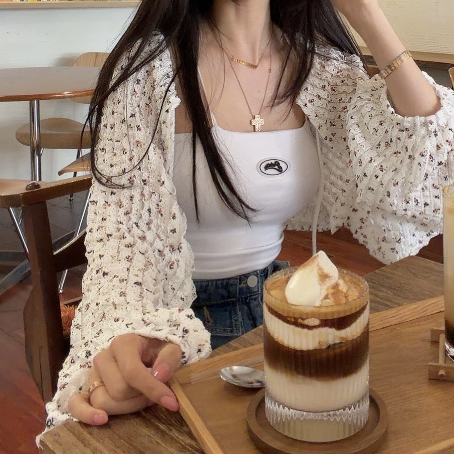 PALETTE-Q韓國東大門直郵女裝新品人氣襯衫蕾絲衫花朵短款開衫PALETTE-Q襯衫/蕾絲衫