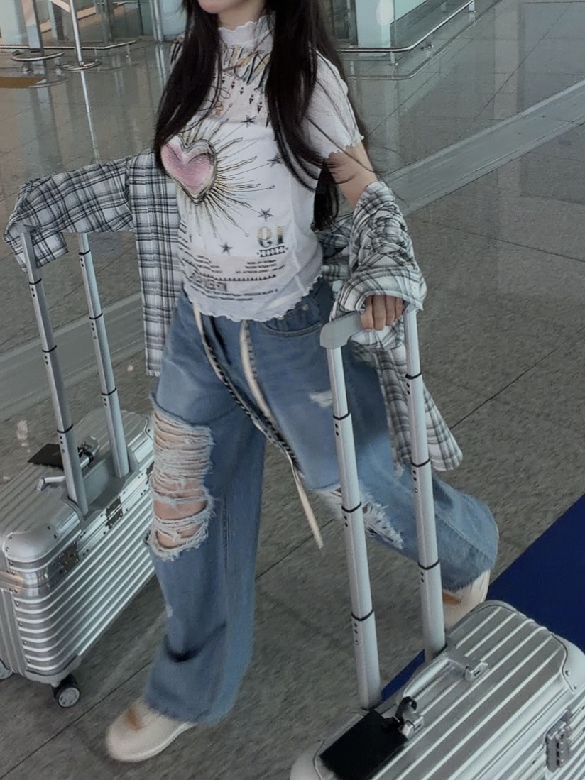 PALETTE-Q韓國直郵女裝新品熱賣時尚休閑推薦牛仔褲破洞PALETTE-Q牛仔褲