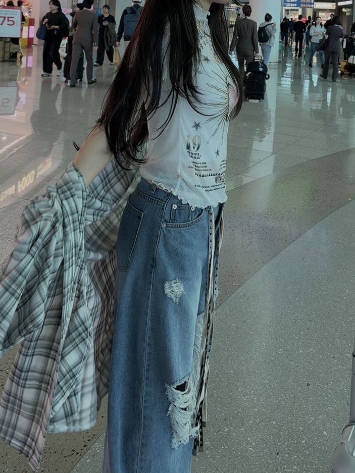 PALETTE-Q韓國直郵女裝新品熱賣時尚休閑推薦牛仔褲破洞PALETTE-Q牛仔褲