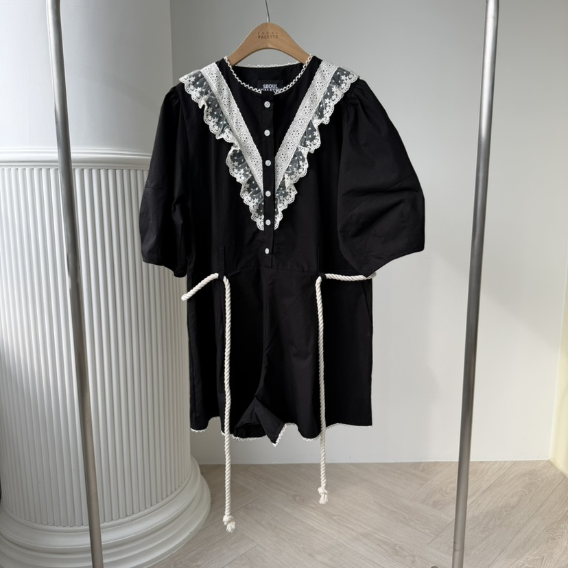 PALETTE-Q東大門實拍韓國女士新品人氣連體褲含腰繩棉質PALETTE-Q連體褲圖色1