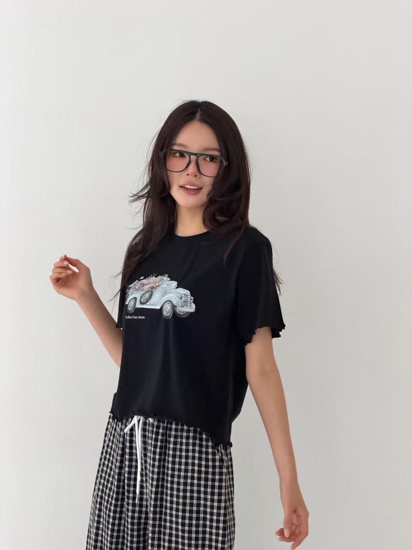 YES東大門實拍韓國女裝新品熱賣時尚26春夏休閑人氣26夏季T恤YEST恤