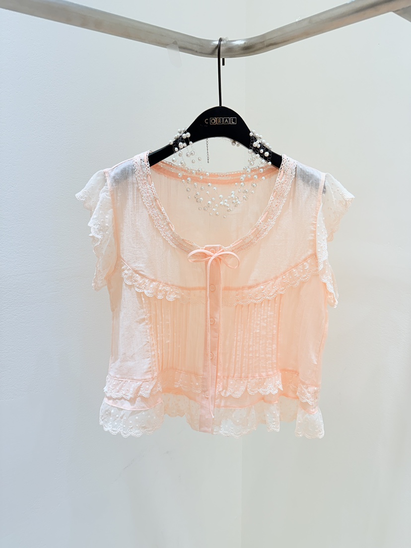 CORAL東大門實拍韓國女裝新款時尚推薦職業襯衫蕾絲衫褶裥CORAL襯衫/蕾絲衫圖色1