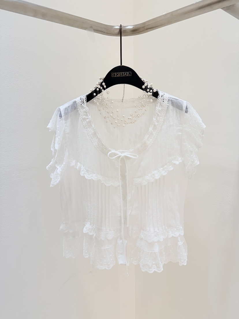 CORAL東大門實拍韓國女裝新款時尚推薦職業襯衫蕾絲衫褶裥CORAL襯衫/蕾絲衫圖色2