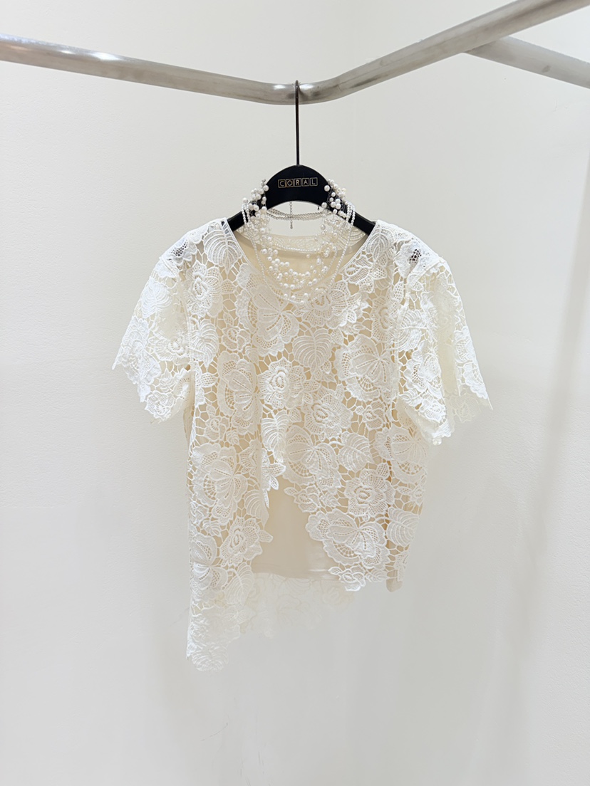 CORAL韓國東大門代購女士新品熱賣休閑時尚套裝不對稱蕾絲CORAL套裝