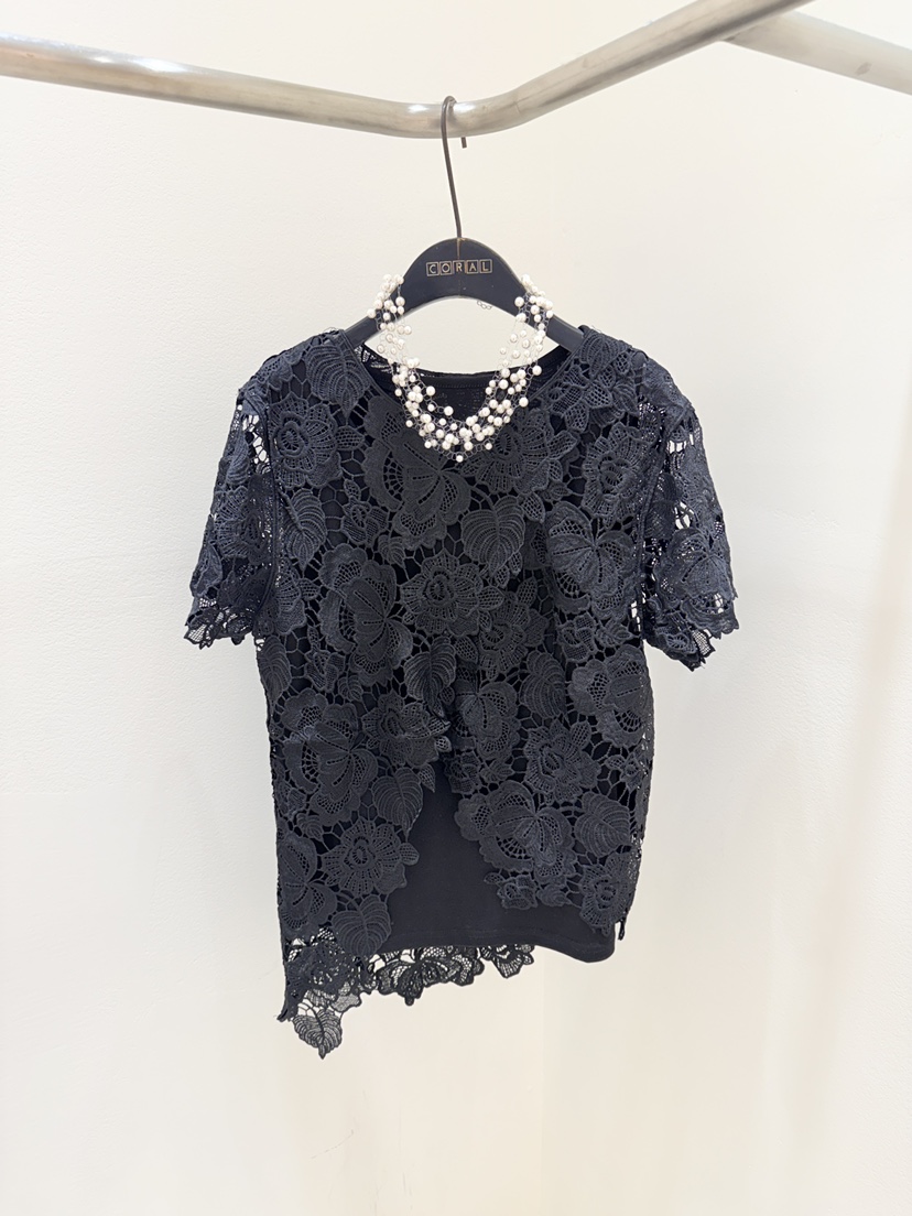 CORAL韓國東大門代購女士新品熱賣休閑時尚套裝不對稱蕾絲CORAL套裝