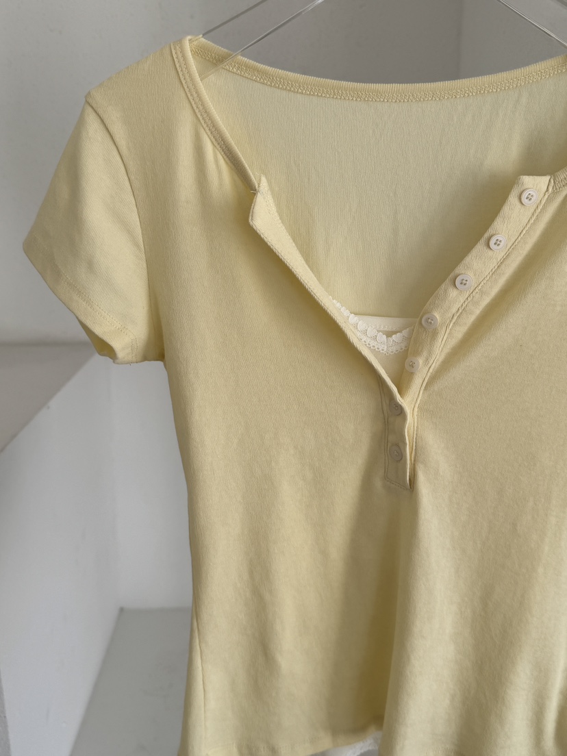 SYMBOL韓國代購女士新品熱賣人氣26夏季休閑時尚T恤棉質紐扣SYMBOLT恤