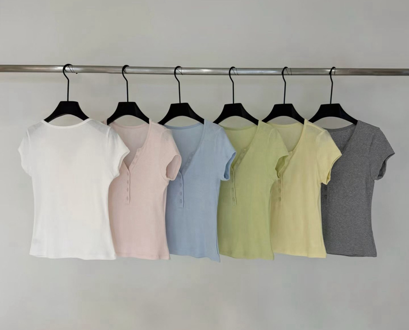 SYMBOL韓國代購女士新品熱賣人氣26夏季休閑時尚T恤棉質紐扣SYMBOLT恤