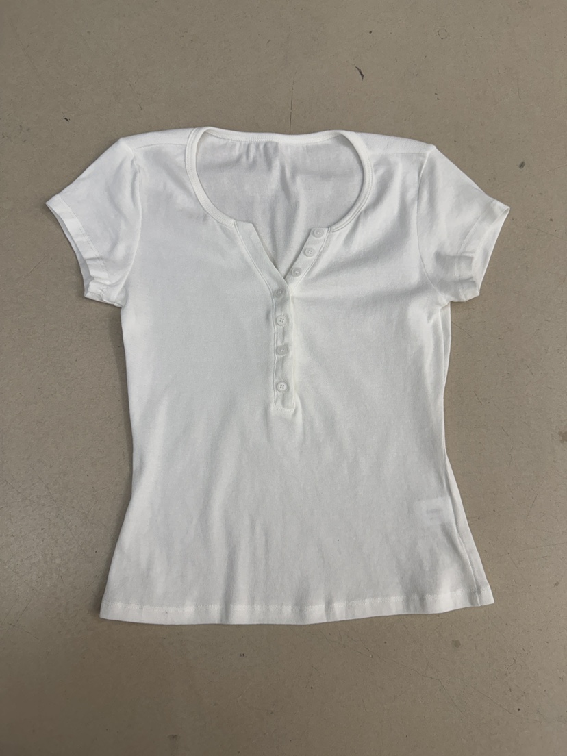 SYMBOL韓國代購女士新品熱賣人氣26夏季休閑時尚T恤棉質紐扣SYMBOLT恤圖色1