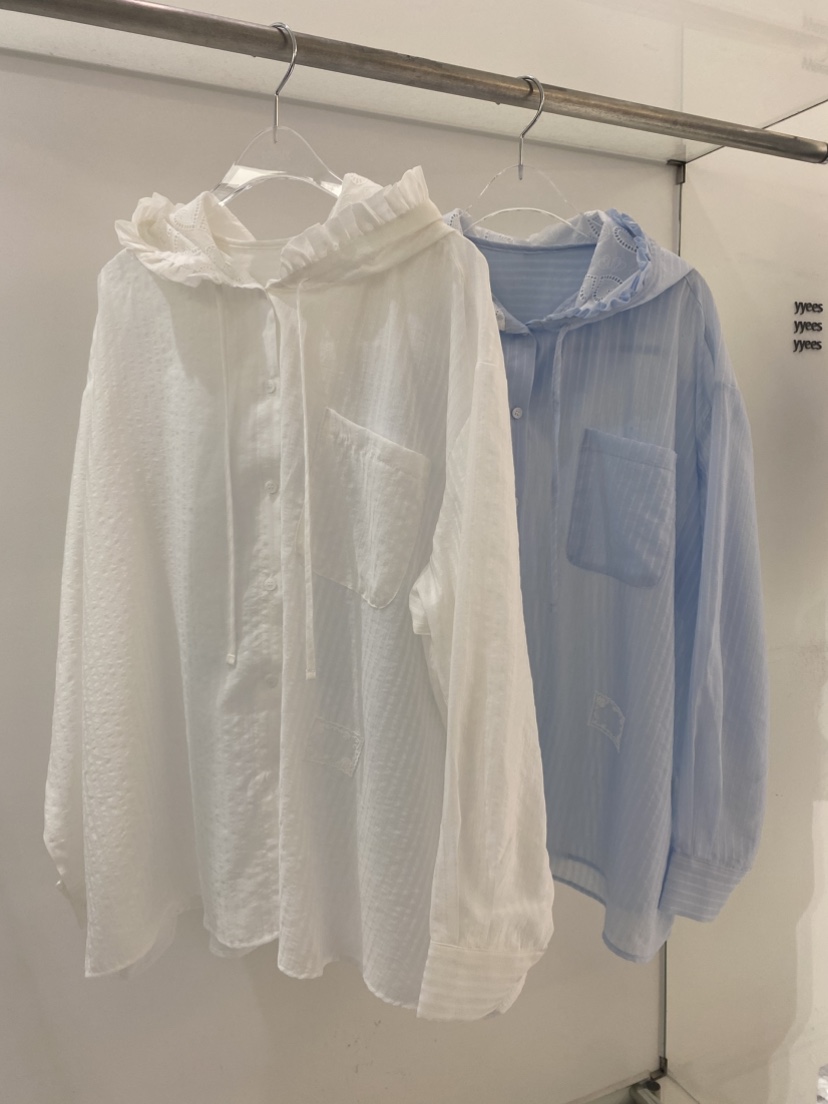 YES韓國直郵女裝新款26夏季26春夏休閑時尚襯衫蕾絲衫荷葉邊YES襯衫/蕾絲衫