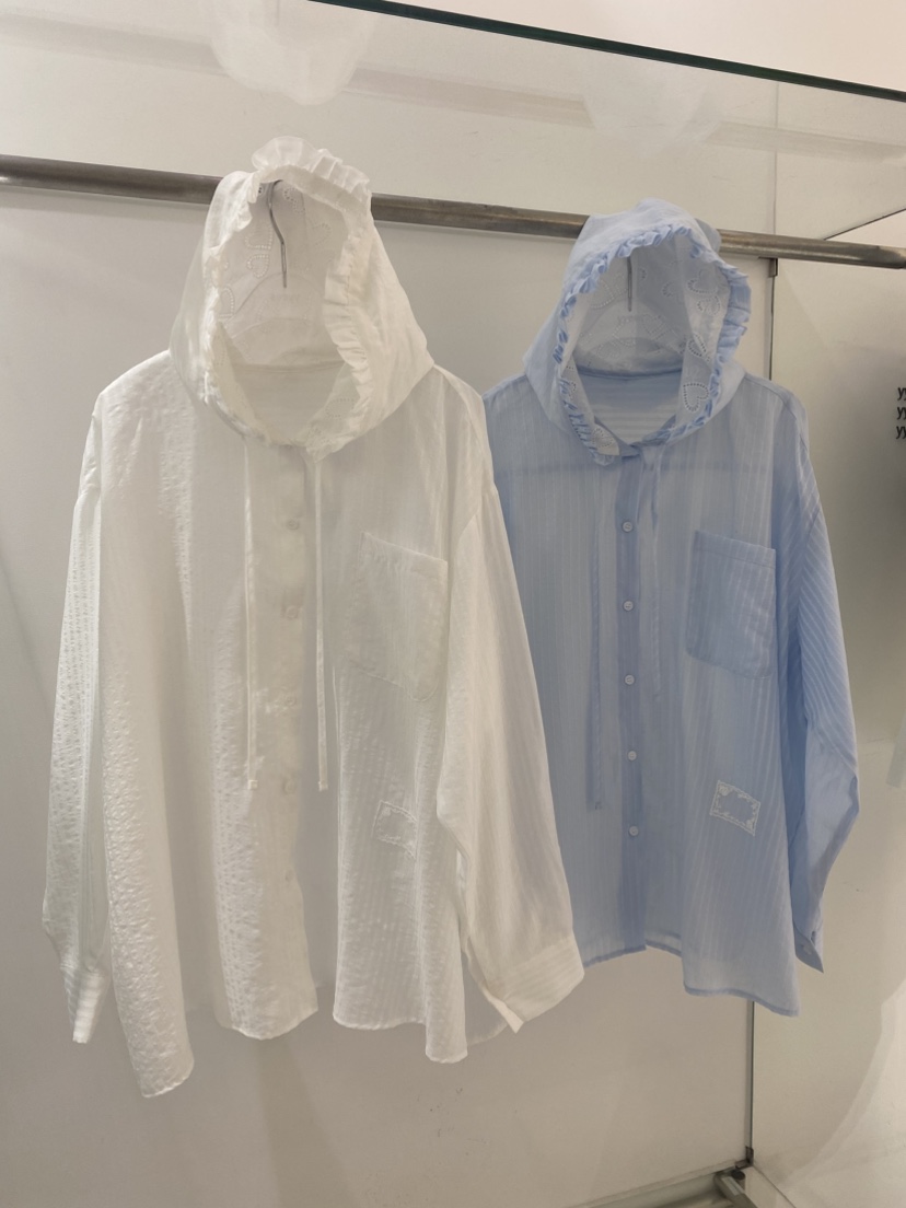 YES韓國直郵女裝新款26夏季26春夏休閑時尚襯衫蕾絲衫荷葉邊YES襯衫/蕾絲衫