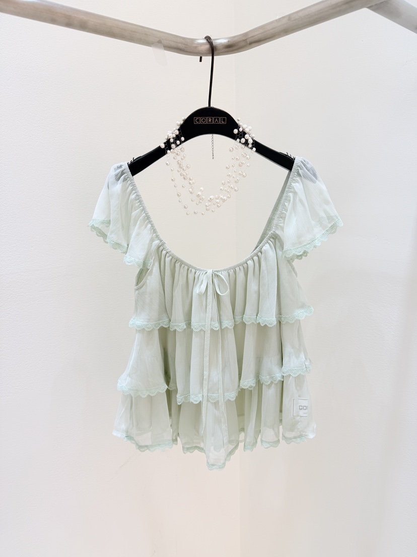 CORAL韓國代購女裝新品熱賣休閑職業推薦人氣26夏季襯衫蕾絲衫CORAL襯衫/蕾絲衫圖色1