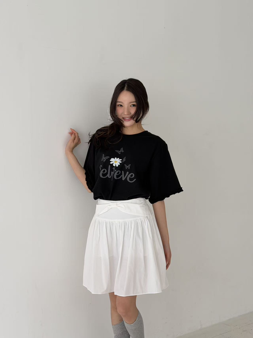 YES韓國代購女裝新品休閑熱賣職業人氣半身裙中短裙喇叭緞YES半身裙/中短裙