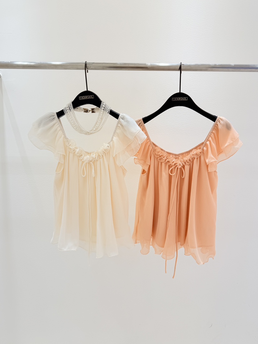 CORAL韓國直郵女士新款人氣推薦職業襯衫蕾絲衫荷葉邊雪紡CORAL襯衫/蕾絲衫