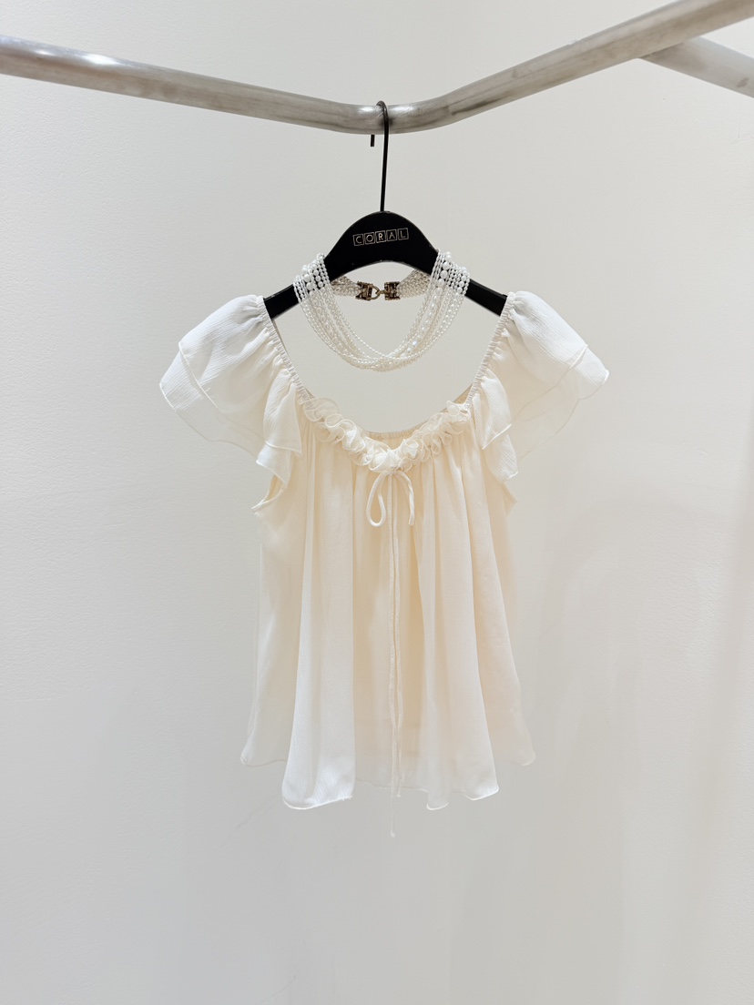 CORAL韓國直郵女士新款人氣推薦職業襯衫蕾絲衫荷葉邊雪紡CORAL襯衫/蕾絲衫圖色1