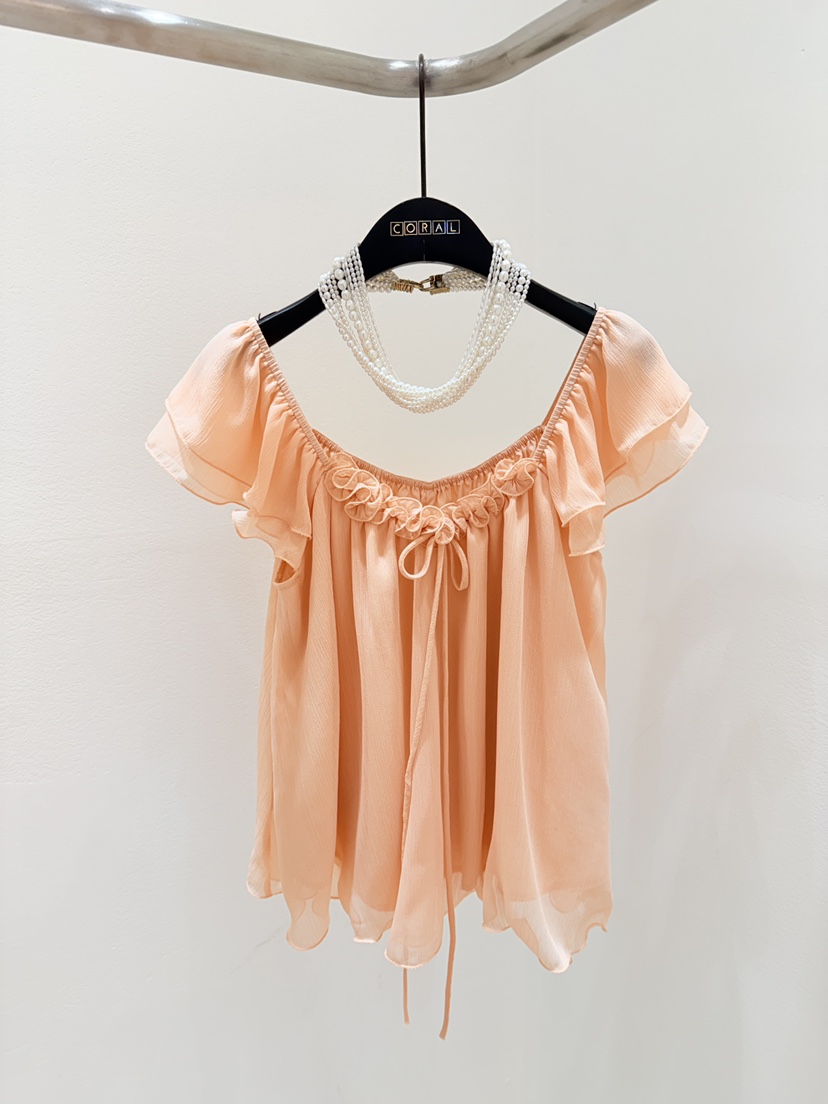 CORAL韓國直郵女士新款人氣推薦職業襯衫蕾絲衫荷葉邊雪紡CORAL襯衫/蕾絲衫圖色2