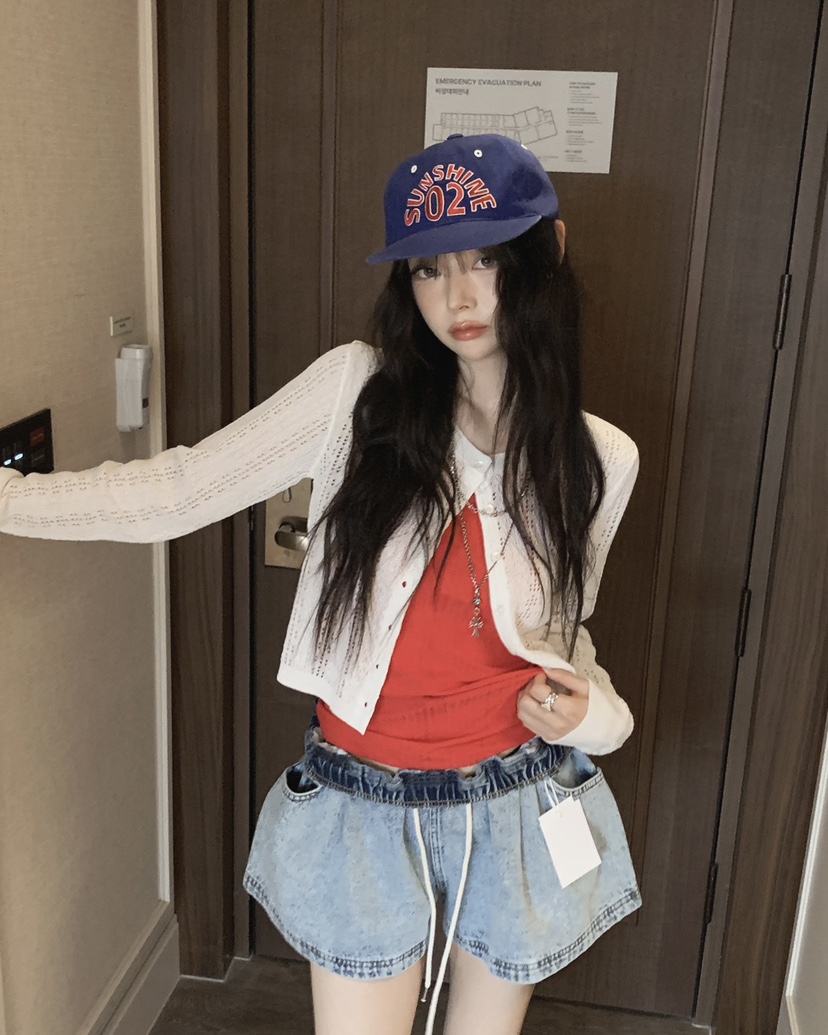 OURWAVE/OUR ROOM東大門實拍女裝新款真品針織衫印花亞麻開衫Our Wave/Our Room針織衫