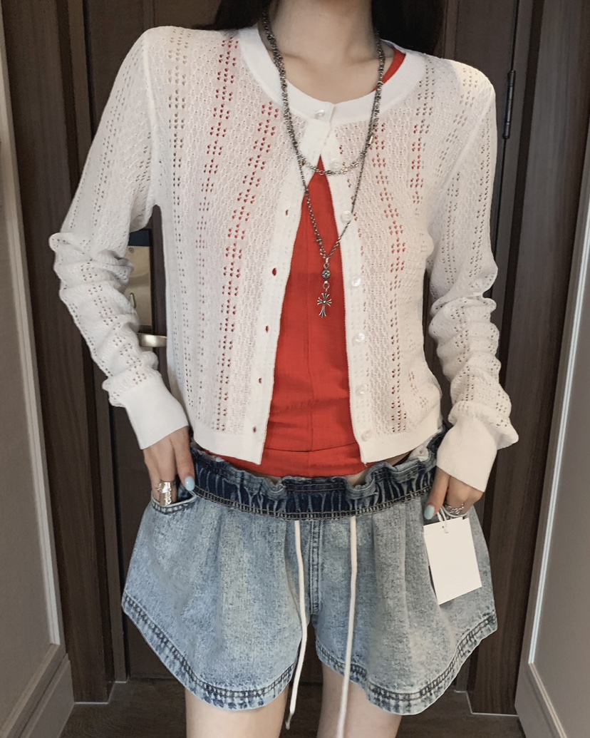 OURWAVE/OUR ROOM東大門實拍女裝新款真品針織衫印花亞麻開衫Our Wave/Our Room針織衫