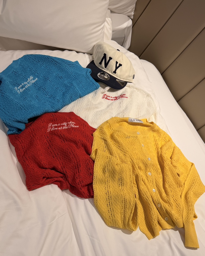 OURWAVE/OUR ROOM東大門實拍女裝新款真品針織衫印花亞麻開衫Our Wave/Our Room針織衫