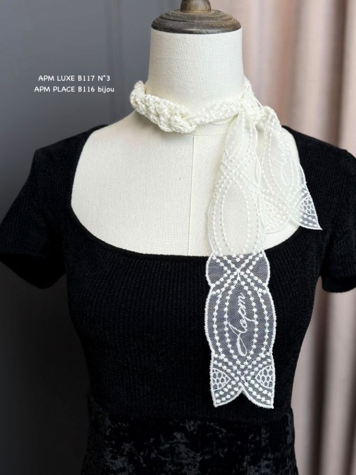 N3東大門實拍女士新款26春夏推薦真品休閑圍巾披肩蕾絲絲帶N3圍巾/披肩