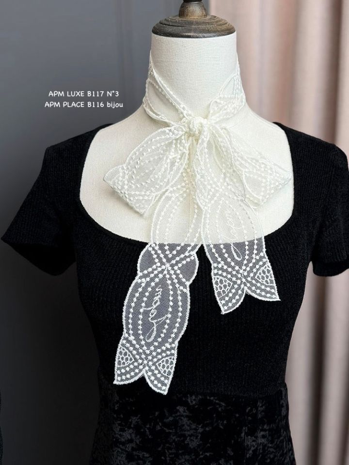 N3東大門實拍女士新款26春夏推薦真品休閑圍巾披肩蕾絲絲帶N3圍巾/披肩