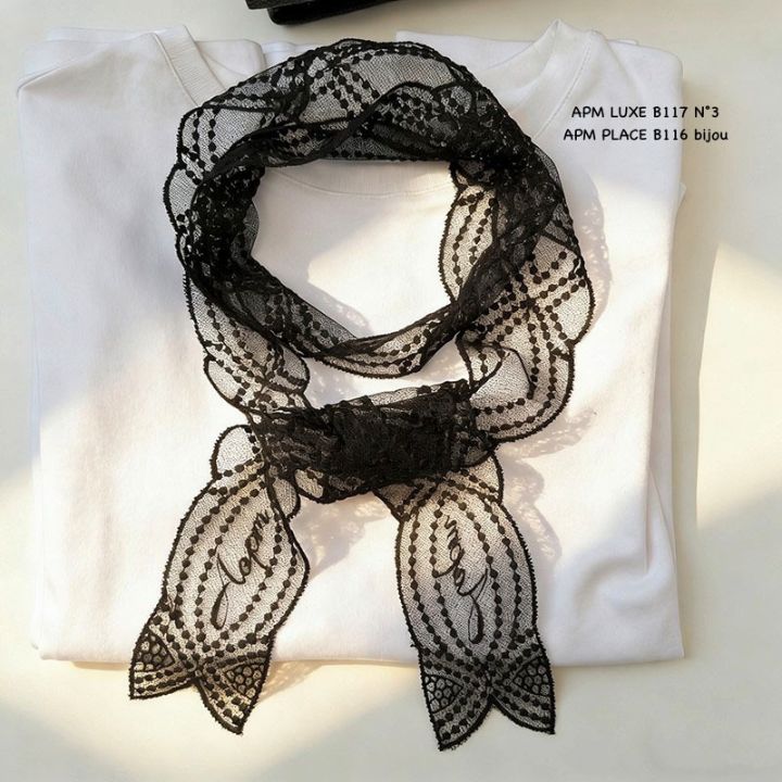 N3東大門實拍女士新款26春夏推薦真品休閑圍巾披肩蕾絲絲帶N3圍巾/披肩