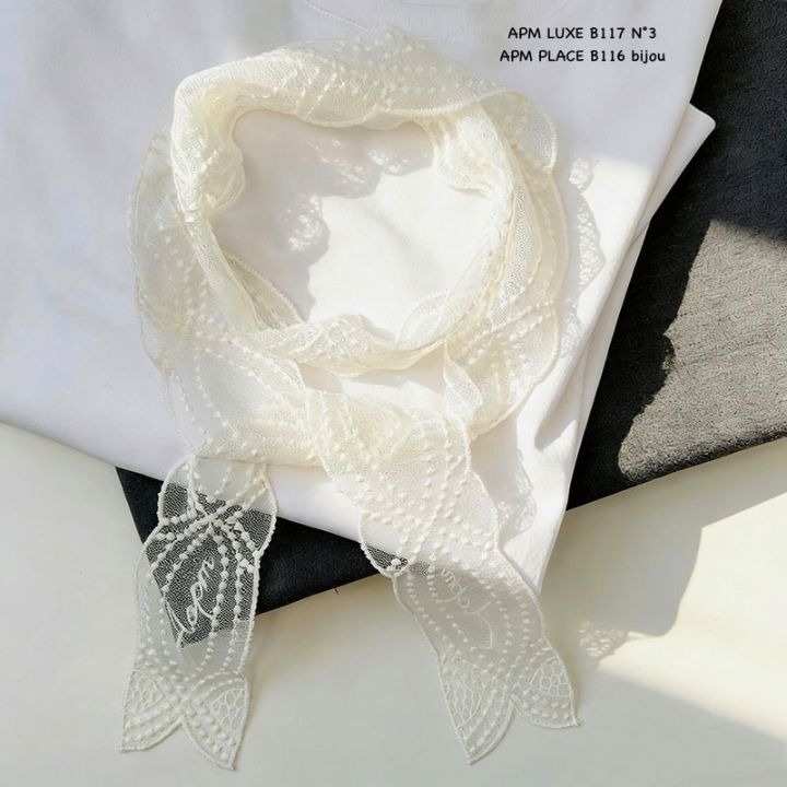 N3東大門實拍女士新款26春夏推薦真品休閑圍巾披肩蕾絲絲帶N3圍巾/披肩