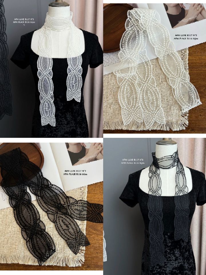 N3東大門實拍女士新款26春夏推薦真品休閑圍巾披肩蕾絲絲帶N3圍巾/披肩