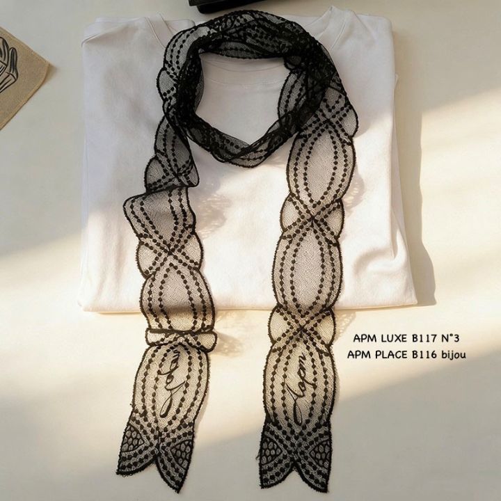 N3東大門實拍女士新款26春夏推薦真品休閑圍巾披肩蕾絲絲帶N3圍巾/披肩