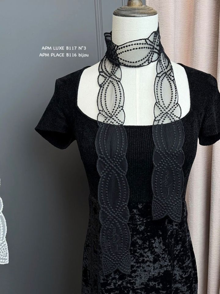 N3東大門實拍女士新款26春夏推薦真品休閑圍巾披肩蕾絲絲帶N3圍巾/披肩